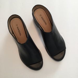 Massini  Shoes Open Toe/ Back Black  Size 6.5 NWOT